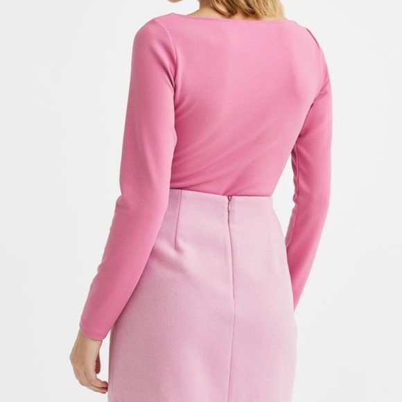 H&M NWT Womens Fitted Jersey Top Pink Size Small - Picture 4 of 5